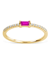 Load image into Gallery viewer, Sterling Silver Thin Ruby CZ Stacking Birthstone Ring
