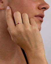 Load image into Gallery viewer, Sterling Silver Thin Ruby CZ Stacking Birthstone Ring
