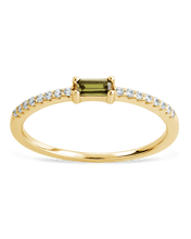 Load image into Gallery viewer, Sterling Silver Thin Peridot CZ Stacking Birthstone Ring
