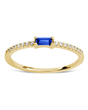 Load image into Gallery viewer, Sterling Silver Thin Sapphire CZ Stacking Birthstone Ring
