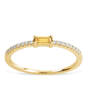 Load image into Gallery viewer, Sterling Silver Thin Citrine CZ Stacking Birthstone Ring
