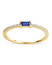 Load image into Gallery viewer, Sterling Silver Thin Tanzanite CZ Stacking Birthstone Ring
