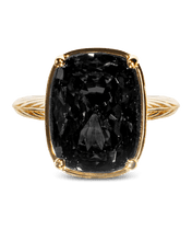 Load image into Gallery viewer, Sterling Silver Elongated Cushion Black CZ Cocktail Ring
