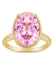 Load image into Gallery viewer, Sterling Silver Oval Cut Pink Sapphire CZ Cocktail Ring
