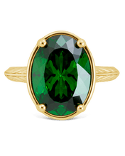 Load image into Gallery viewer, Sterling Silver Oval Cut Emerald CZ Cocktail Ring
