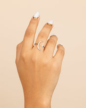 Load image into Gallery viewer, Sterling Silver Crescent Moon Open Ring
