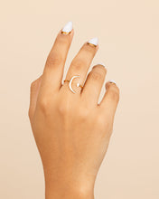 Load image into Gallery viewer, Sterling Silver Crescent Moon Open Ring

