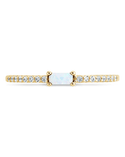 Load image into Gallery viewer, Sterling Silver Thin Opal CZ Stacking Birthstone Ring
