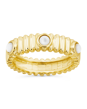 Load image into Gallery viewer, Sterling Silver Terry Pearl Studded Textured Ring
