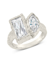 Load image into Gallery viewer, Sterling Silver Tate CZ &amp; Molten Metal Toi et Moi Ring
