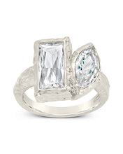 Load image into Gallery viewer, Sterling Silver Tate CZ &amp; Molten Metal Toi et Moi Ring
