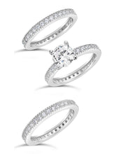 Load image into Gallery viewer, Sterling Silver Brilliant CZ with 2 Bands
