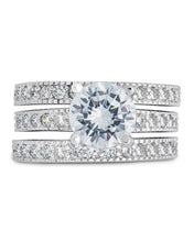 Load image into Gallery viewer, Sterling Silver Brilliant CZ with 2 Bands
