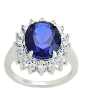 Load image into Gallery viewer, Sterling Silver Sapphire Halo Ring
