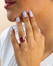 Load image into Gallery viewer, Sterling Silver Elongated Cushion Garnet CZ Cocktail Ring
