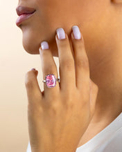Load image into Gallery viewer, Sterling Silver Elongated Cushion Pink Sapphire CZ Cocktail Ring
