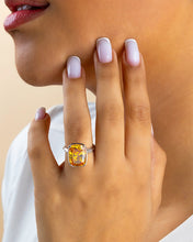 Load image into Gallery viewer, Sterling Silver Elongated Cushion Canary CZ Cocktail Ring
