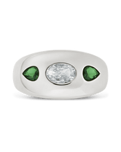 Load image into Gallery viewer, Sterling Silver Triple-Stone Tapered Dome Ring
