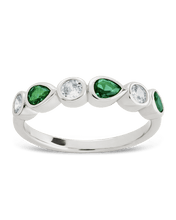 Load image into Gallery viewer, Sterling Silver Pear and Round Bezel-Set Ring
