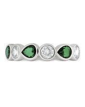 Load image into Gallery viewer, Sterling Silver Pear and Round Bezel-Set Ring
