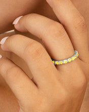 Load image into Gallery viewer, Sterling Silver Gracie Canary CZ Eternity Ring
