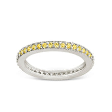 Load image into Gallery viewer, Sterling Silver 2.5mm Thin Canary CZ Band Ring
