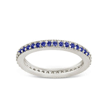 Load image into Gallery viewer, Sterling Silver 2.5mm Thin Sapphire CZ Band Ring
