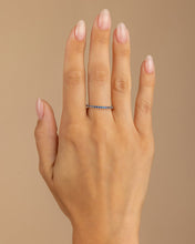Load image into Gallery viewer, Sterling Silver 2.5mm Thin Sapphire CZ Band Ring
