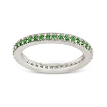 Load image into Gallery viewer, Sterling Silver 2.5mm Thin Emerald CZ Band Ring
