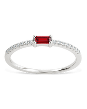Load image into Gallery viewer, Sterling Silver Thin Garnet CZ Stacking Birthstone Ring
