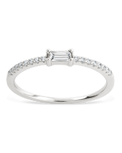 Load image into Gallery viewer, Sterling Silver Thin Clear CZ Stacking Birthstone Ring
