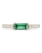 Load image into Gallery viewer, Sterling Silver Thin Emerald CZ Stacking Birthstone Ring
