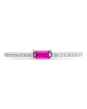 Load image into Gallery viewer, Sterling Silver Thin Ruby CZ Stacking Birthstone Ring
