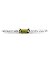 Load image into Gallery viewer, Sterling Silver Thin Peridot CZ Stacking Birthstone Ring

