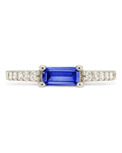Load image into Gallery viewer, Sterling Silver Thin Sapphire CZ Stacking Birthstone Ring
