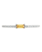 Load image into Gallery viewer, Sterling Silver Thin Citrine CZ Stacking Birthstone Ring
