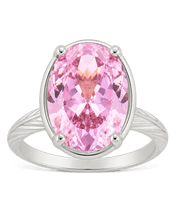 Load image into Gallery viewer, Sterling Silver Oval Cut Pink Sapphire CZ Cocktail Ring
