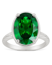 Load image into Gallery viewer, Sterling Silver Oval Cut Emerald CZ Cocktail Ring
