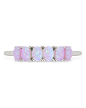 Load image into Gallery viewer, Sterling Silver Pink Opal Cluster Ring
