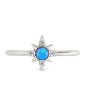 Load image into Gallery viewer, Sterling Silver Blue Opal Sparkle Ring
