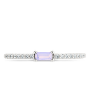 Load image into Gallery viewer, Sterling Silver Thin Moonstone CZ Stacking Birthstone Ring
