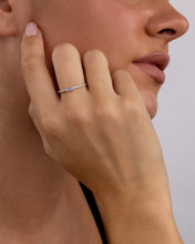 Load image into Gallery viewer, Sterling Silver Thin Moonstone CZ Stacking Birthstone Ring
