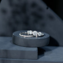 Load image into Gallery viewer, Vintage Inspired Moissanite 3 Stone Wedding Ring Set
