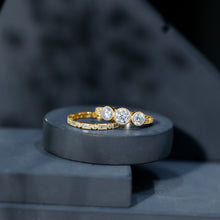 Load image into Gallery viewer, Vintage Inspired Moissanite 3 Stone Wedding Ring Set
