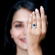 Load image into Gallery viewer, 0.5 Carat Black Onyx and Moissanite Statement Wedding Ring Set
