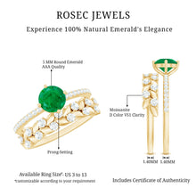 Load image into Gallery viewer, Nature Inspired Emerald Diamond Wedding Bridal Ring Set of 2
