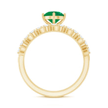 Load image into Gallery viewer, Nature Inspired Emerald Diamond Wedding Bridal Ring Set of 2
