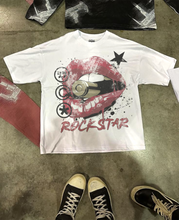 Load image into Gallery viewer, Rockstar Streetwear White Cotton Tee Casual Wardrobe Essential True To Size For Confident Everyday Style

