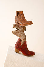 Load image into Gallery viewer, Western Moxie Hand-tooled Booties in White Chocolate - DON GREAT
