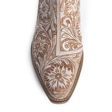 Load image into Gallery viewer, Western Moxie Hand-tooled Booties in White Chocolate - DON GREAT
